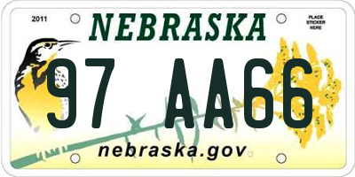 NE license plate 97AA66