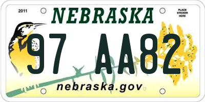 NE license plate 97AA82