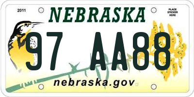 NE license plate 97AA88