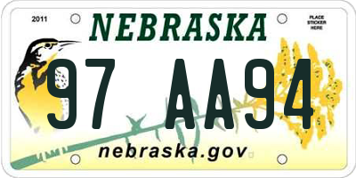 NE license plate 97AA94