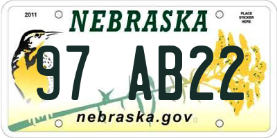 NE license plate 97AB22