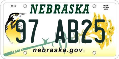NE license plate 97AB25