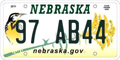 NE license plate 97AB44