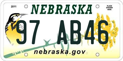 NE license plate 97AB46