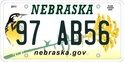 NE license plate 97AB56