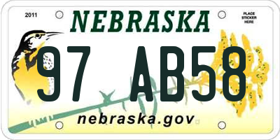 NE license plate 97AB58