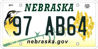 NE license plate 97AB64