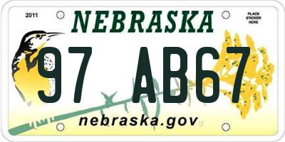 NE license plate 97AB67
