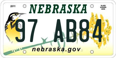 NE license plate 97AB84
