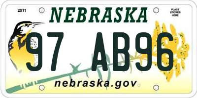 NE license plate 97AB96