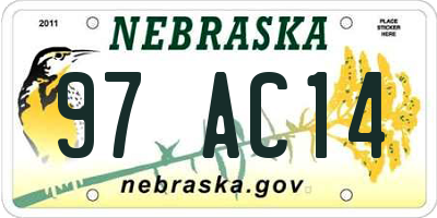 NE license plate 97AC14