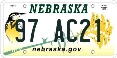 NE license plate 97AC21
