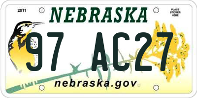 NE license plate 97AC27