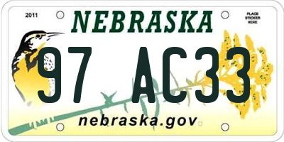 NE license plate 97AC33