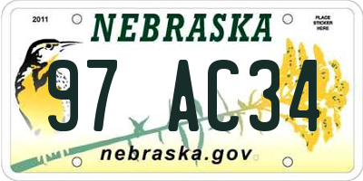 NE license plate 97AC34
