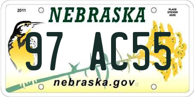 NE license plate 97AC55