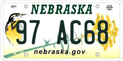 NE license plate 97AC68
