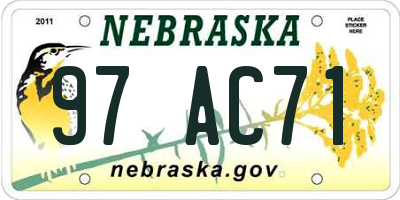 NE license plate 97AC71