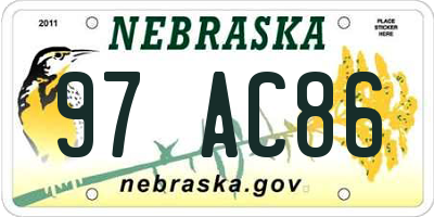 NE license plate 97AC86