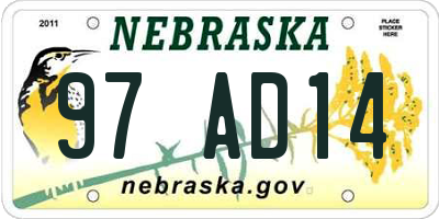 NE license plate 97AD14