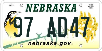 NE license plate 97AD47