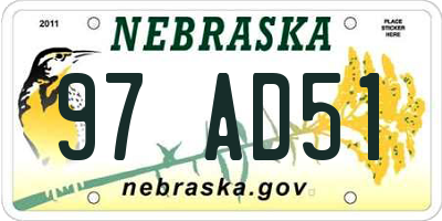 NE license plate 97AD51
