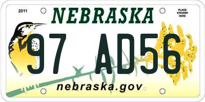 NE license plate 97AD56