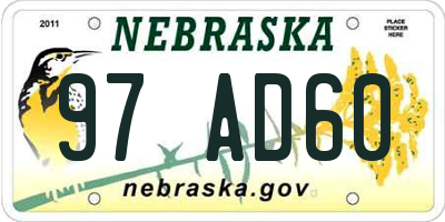 NE license plate 97AD60