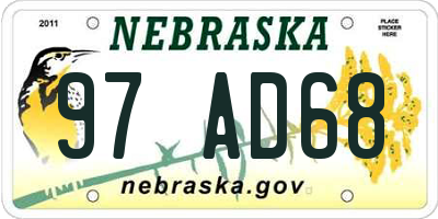 NE license plate 97AD68