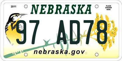 NE license plate 97AD78