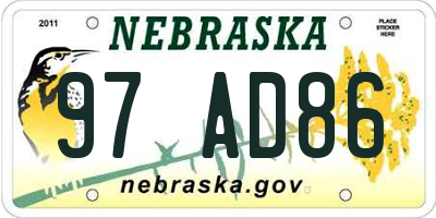 NE license plate 97AD86