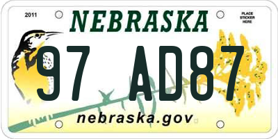 NE license plate 97AD87