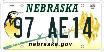 NE license plate 97AE14