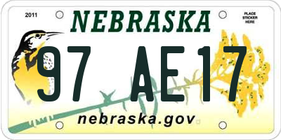 NE license plate 97AE17