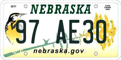 NE license plate 97AE30