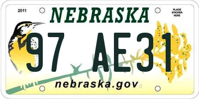 NE license plate 97AE31