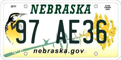 NE license plate 97AE36