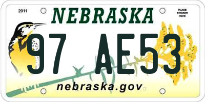 NE license plate 97AE53