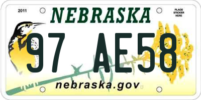 NE license plate 97AE58
