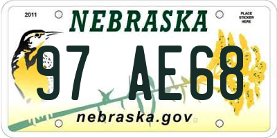 NE license plate 97AE68
