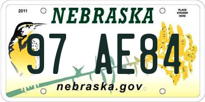 NE license plate 97AE84