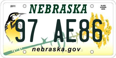 NE license plate 97AE86