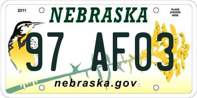 NE license plate 97AF03