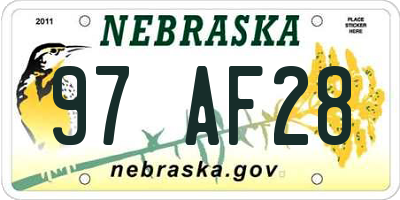 NE license plate 97AF28