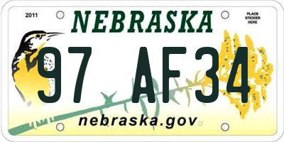 NE license plate 97AF34