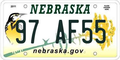 NE license plate 97AF55