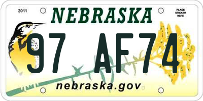 NE license plate 97AF74