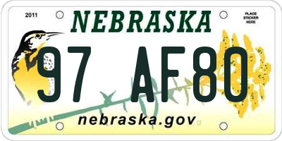 NE license plate 97AF80