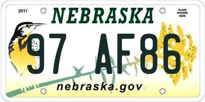 NE license plate 97AF86