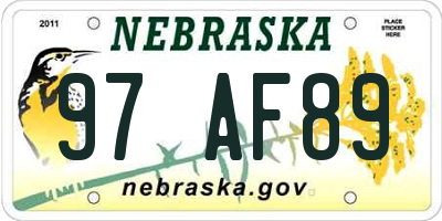 NE license plate 97AF89